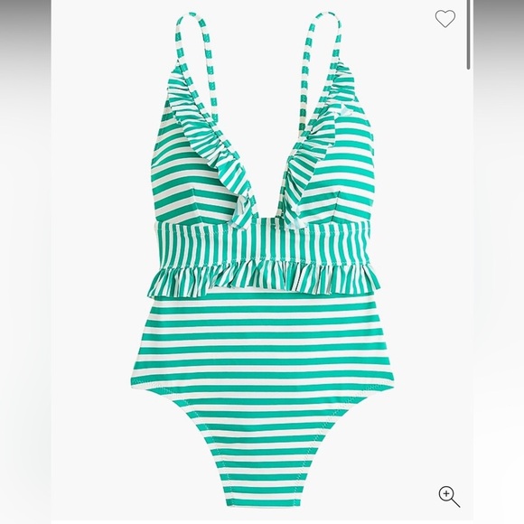J. Crew Other - J.Crew plunging ruffle one piece striped Green Striped Swimsuit, size 4